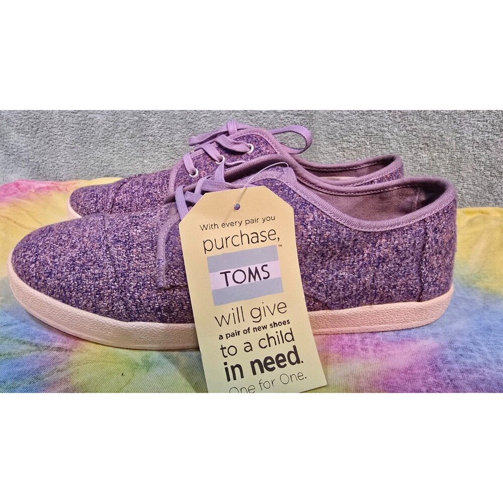 TOMS Hemp Paseo Lavender Gray Purple Lace Up Sneakers Women’s Size 10 NWT